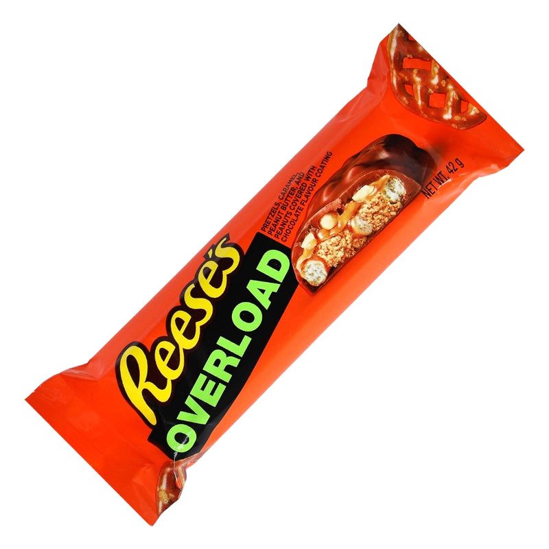 Reese’s Overload Barretta al Burro d’Arachidi con Cioccolato Pretzel e Caramello