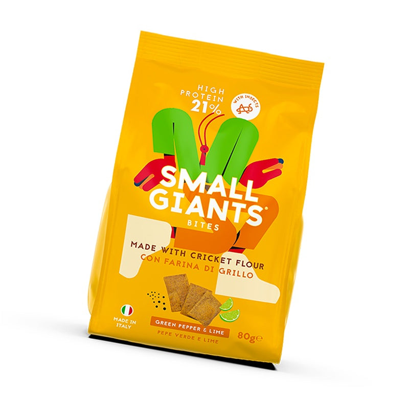 Small Giants Bites Cracker con Farina di Grillo al Pepe Nero e Lime