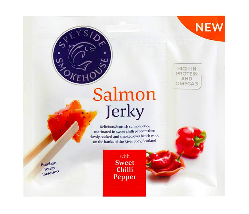 SPEYSIDE SALMON JERKY AL PEPERONCINO DOLCE - Europa & Resto del Mondo, Europa & Resto del Mondo / Salati e snack, Regno Unito, Tutto il cibo, Tutto il cibo / Carne secca - speyside-salmon-jerky-al-peperoncino-dolce - EATinerando.net