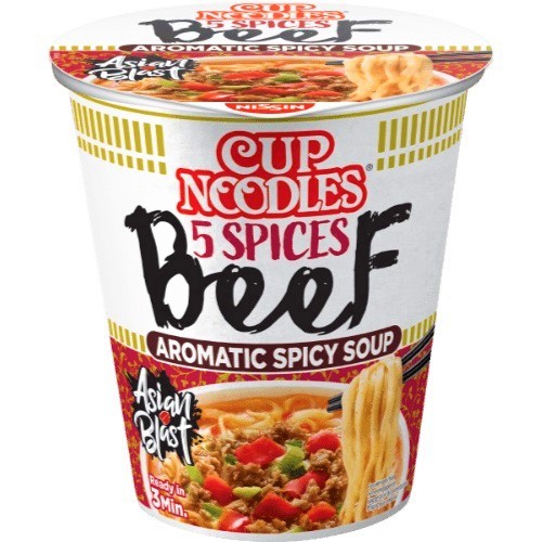 Nissin Cup Noodles al Manzo Cinque Spezie - Giappone, Oriente & Giappone, Oriente / Ramen zuppe e riso, Tutto il cibo, Tutto il cibo / Pasta riso ramen e zuppe - nissin-cup-noodles-al-manzo-cinque-spezie - EATinerando.net