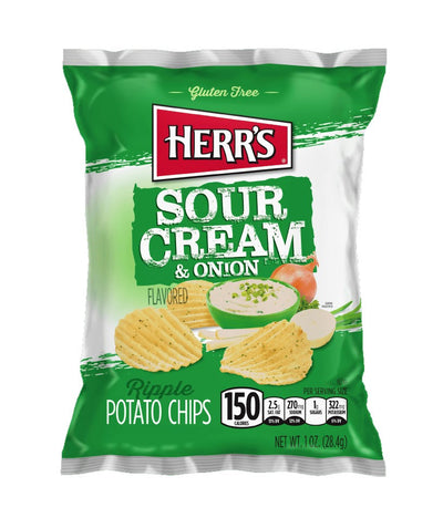 HERR'S PATATINE PANNA ACIDA E CIPOLLA - America & USA, America / Salati e snack, Stati Uniti, Tutto il cibo, Tutto il cibo / Snack salati - herrs-patatine-panna-acida-e-cipolla - EATinerando.net