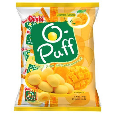 OISHI O-PUFF MARSHMALLOW AL MANGO - Filippine, Oriente & Giappone, Oriente / Dolci orientali, Tutto il cibo, Tutto il cibo / Dolci golosi - oishi-o-puff-marshmallow-al-mango - EATinerando.net