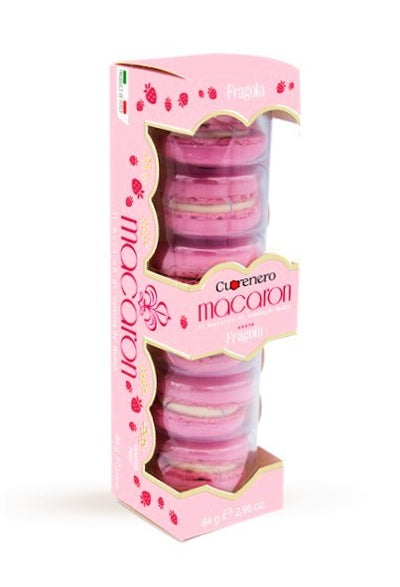 Cuorenero Macarons alla Fragola 6PZ - Europa & Resto del Mondo, Europa & Resto del Mondo / Dolci dal mondo, Francia, San Valentino, Tutto il cibo, Tutto il cibo / Dolci golosi - cuorenero-macarons-alla-fragola-6pz - EATinerando.net
