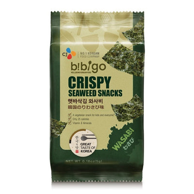 Bibigo Alghe Croccanti al Wasabi - Corea, Oriente & Giappone, Oriente / Snack salati e patatine, Tutto il cibo, Tutto il cibo / Snack salati - bibigo-alghe-croccanti-al-wasabi - EATinerando.net