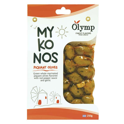 OLYMP MYKONOS OLIVE PICCANTI CON ERBE AROMATICHE E AGLIO - Europa & Resto del Mondo, Europa & Resto del Mondo / Salati e snack, Grecia, Tutto il cibo, Tutto il cibo / Secondi piatti e contorni - olymp-mykonos-olive-piccanti-con-erbe-aromatiche-e-aglio - EATinerando.net