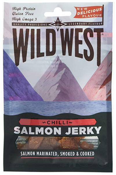 WILD WEST SALMON JERKY CHILLI - America & USA, America / Salati e snack, Stati Uniti, Tutto il cibo, Tutto il cibo / Carne secca - wild-west-salmon-jerky-chilli - EATinerando.net