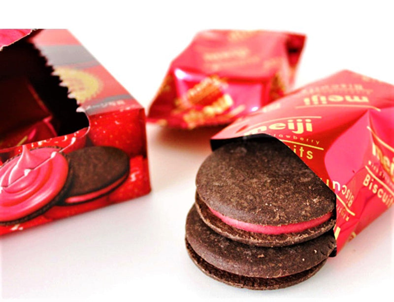 MEIJI BISCOTTI RIPIENI ALLA FRAGOLA - Giappone, Oriente & Giappone, Oriente / Dolci orientali, Tutto il cibo, Tutto il cibo / Dolci golosi - meiji-biscotti-ripieni-alla-fragola - EATinerando.net