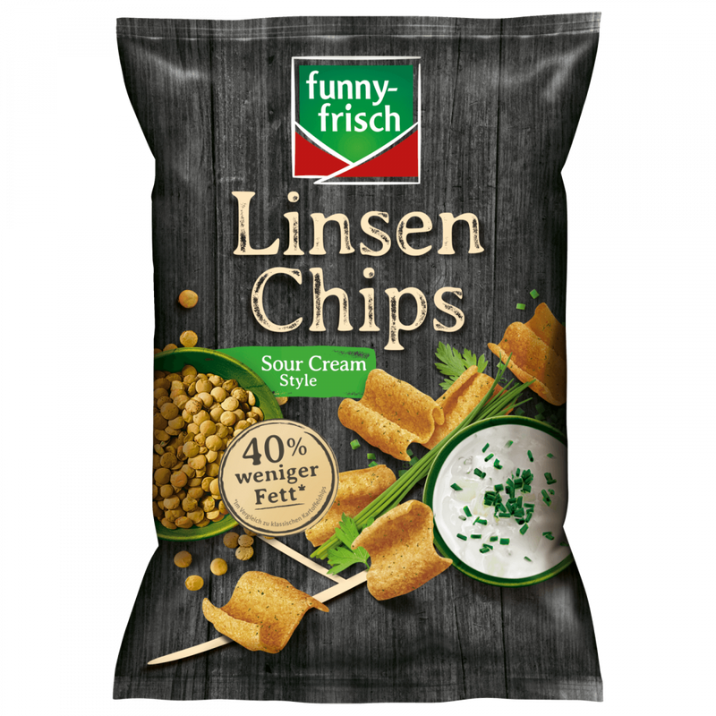 Linsen Chips di Lenticchie alla Panna Acida - Europa & Resto del Mondo, Europa & Resto del Mondo / Salati e snack, Germania, Senza glutine, Tutto il cibo, Tutto il cibo / Snack salati - linsen-chips-gusto-sour-cream - EATinerando.net